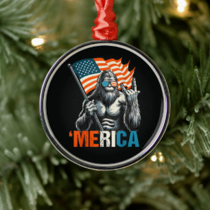 Ornamento De Metal Bandeira Americana da Rocha Bigfoot Merica