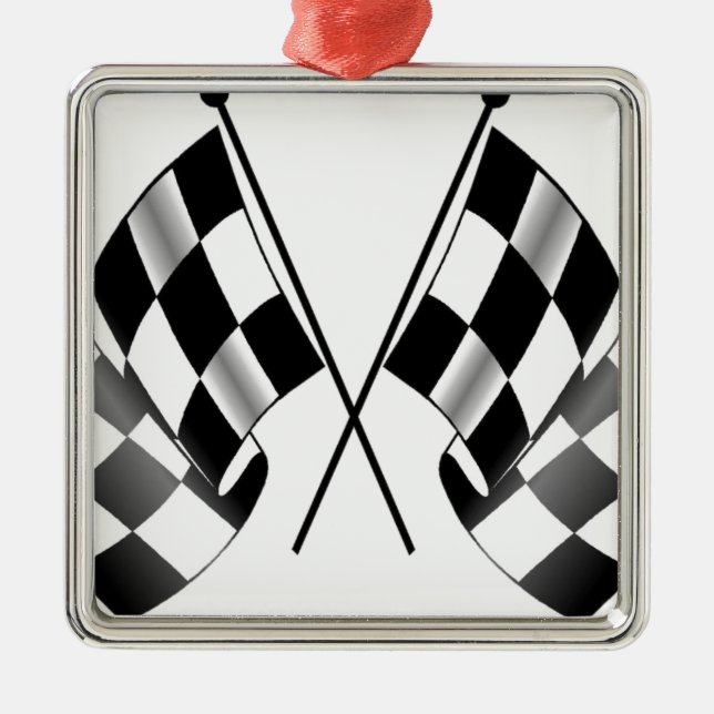 Ornamento De Metal bandeira checkered (Frente)
