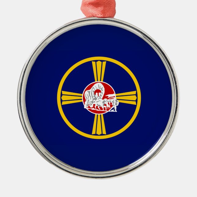 Ornamento De Metal Bandeira da Cidade de Omaha (Nebraska) (Frente)