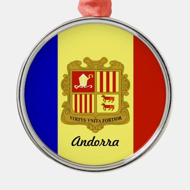 Ornamento De Metal Bandeira de Andorra (Frente)