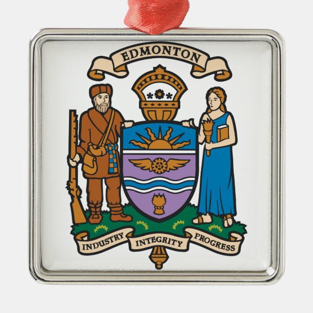 Ornamento De Metal Bandeira de Edmonton (Alberta, Canadá) (Frente)