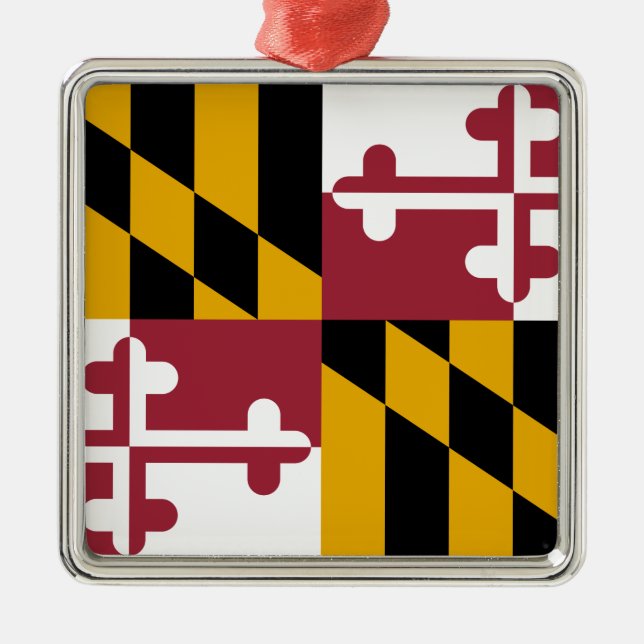 Ornamento De Metal Bandeira de Maryland (Estado dos EUA) (Frente)