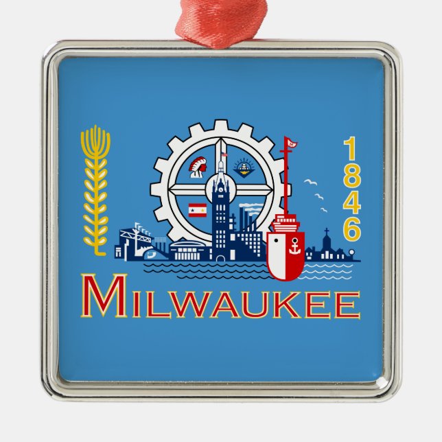 Ornamento De Metal Bandeira de Milwaukee (Wisconsin) (Frente)