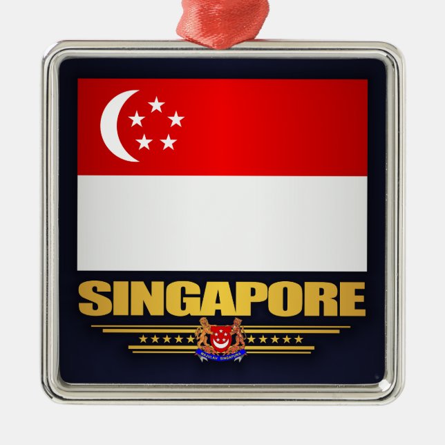 Ornamento De Metal Bandeira de Singapura (Frente)
