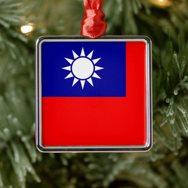Ornamento De Metal Bandeira de Taiwan: República da China, Taipé Chin (Árvore)