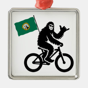 Ornamento De Metal Bandeira de Washington de Ciclismo do Pé Grande