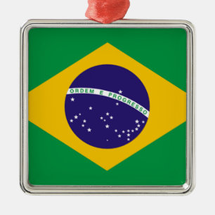 Ornamento De Metal Bandeira do Brasil