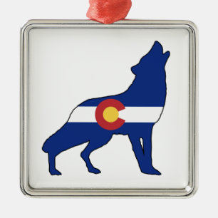 Ornamento De Metal Bandeira do Colorado Lobo