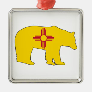 Ornamento De Metal Bandeira do Novo México Urso