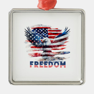 Ornamento De Metal Bandeira e águia dos Estados Unidos.Liberdade.