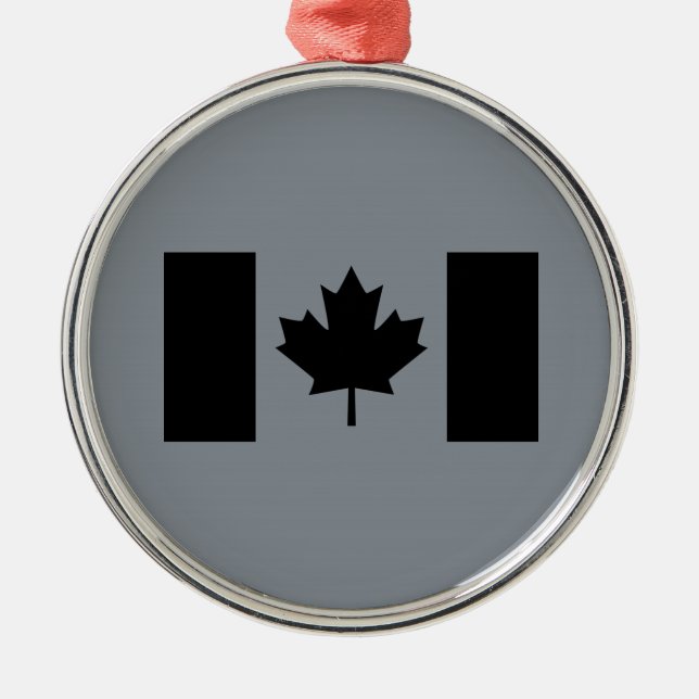 Ornamento De Metal Bandeira Elegante Canadiana em Preto (Frente)
