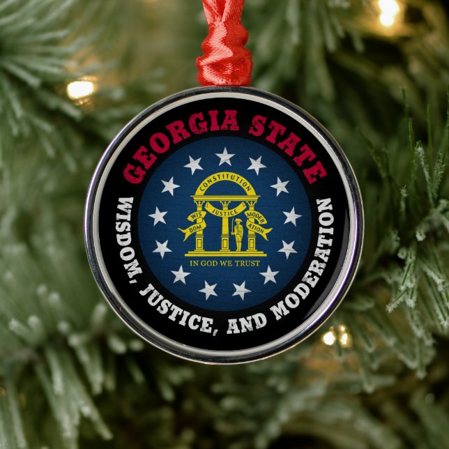 ORNAMENTO DE METAL BANDEIRA ESTATAL DA GEÓRGIA PEACH (Árvore)