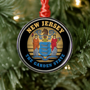 ORNAMENTO DE METAL BANDEIRA ESTATAL DE JERSEY GARDEN