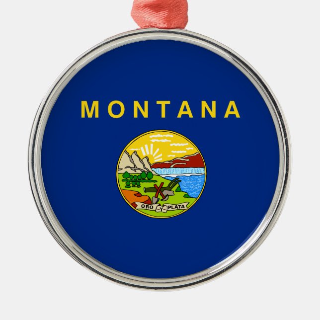 Ornamento De Metal Bandeira estatal de Montana (MT, EUA) (Frente)