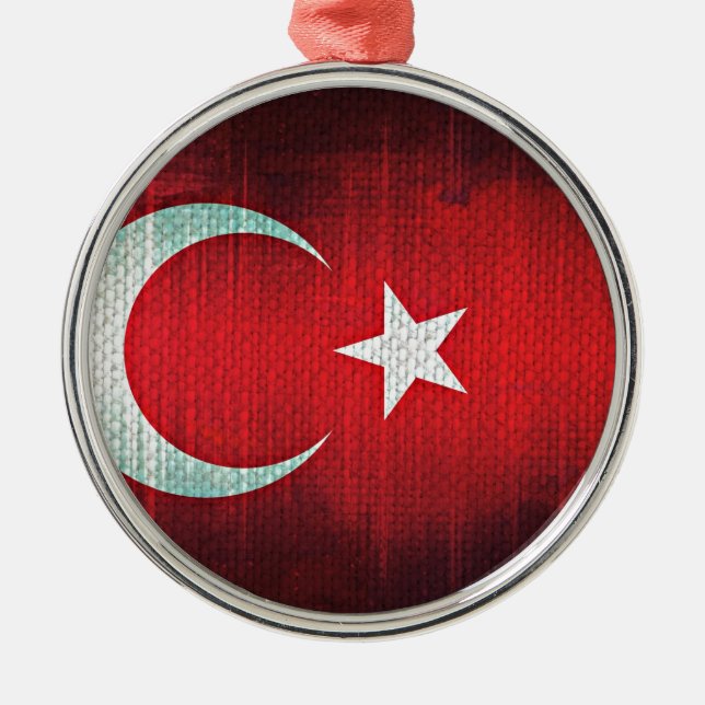 Ornamento De Metal Bandeira Estilizada da Turquia (Frente)