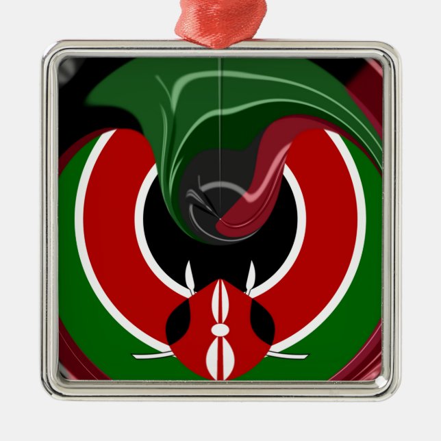 Ornamento De Metal Bandeira Fluid Kenyan (Frente)