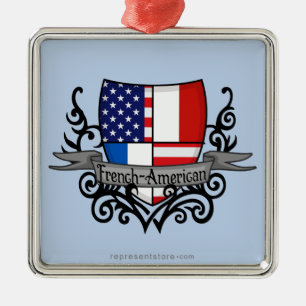 Ornamento De Metal Bandeira Francês-Americana do protetor