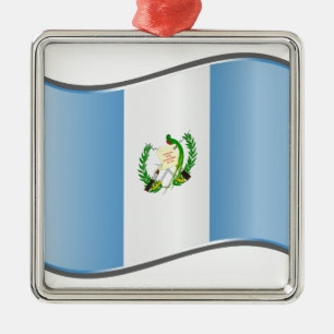 Ornamento De Metal Bandeira ondulada da Guatemala