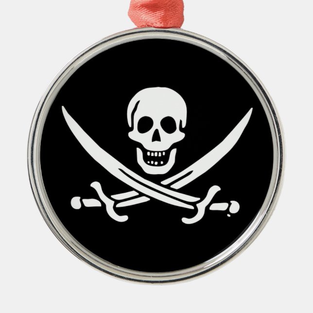 Ornamento De Metal Bandeira pirata de Jolly roger (Frente)