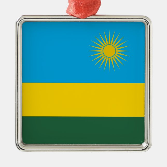 Ornamento De Metal Bandeira Ruandesa (Ruanda) (País Africano) (Frente)