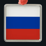 Ornamento De Metal Bandeira Russa (Rússia)<br><div class="desc">Esta design é a bandeira nacional da Rússia (também conhecida como Federação Russa), que é um país transcontinental que abrange a Europa Oriental e a Ásia Norte. A Rússia é o maior país do mundo e é o país mais populoso da Europa. A Rússia consiste em mais de um oitavo...</div>