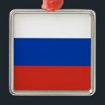 Ornamento De Metal Bandeira Russa (Rússia)<br><div class="desc">Esta design é a bandeira nacional da Rússia (também conhecida como Federação Russa), que é um país transcontinental que abrange a Europa Oriental e a Ásia Norte. A Rússia é o maior país do mundo e é o país mais populoso da Europa. A Rússia consiste em mais de um oitavo...</div>