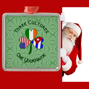 Ornamento De Metal Bandeiras Cubanas Irlandesas Americanas Trevo Seu