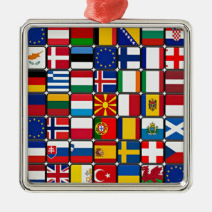 Ornamento De Metal Bandeiras do Mundo