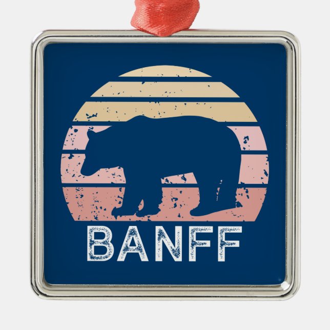 Ornamento De Metal Banff National Park Retro Bear (Frente)