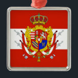 Ornamento De Metal Banner branco vermelho Grão-Ducado da Toscana<br><div class="desc">Granducato di Toscana .Bandeira heráldica histórica,  Casaco de armas - Medici Hapsburg Lorena 1781-1859</div>