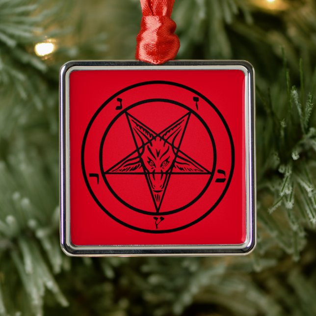 Ornamento De Metal Baphomet Pentagram Satanic (Árvore)