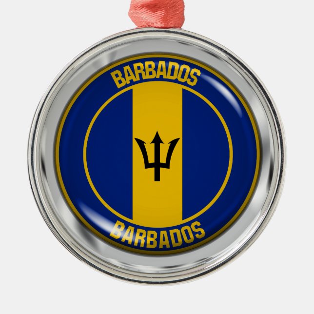 Ornamento De Metal Barbados Round Emblem (Frente)