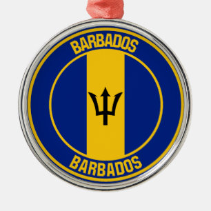 Ornamento De Metal Barbados Round Emblem