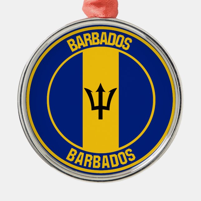 Ornamento De Metal Barbados Round Emblem (Frente)