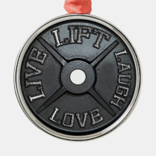 Ornamento De Metal Barbell Plate - Levante, Viva, Amor, Ria