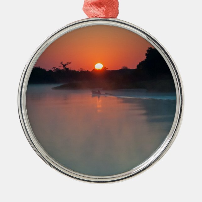 Ornamento De Metal Barco Ao Sol No Rio (Frente)