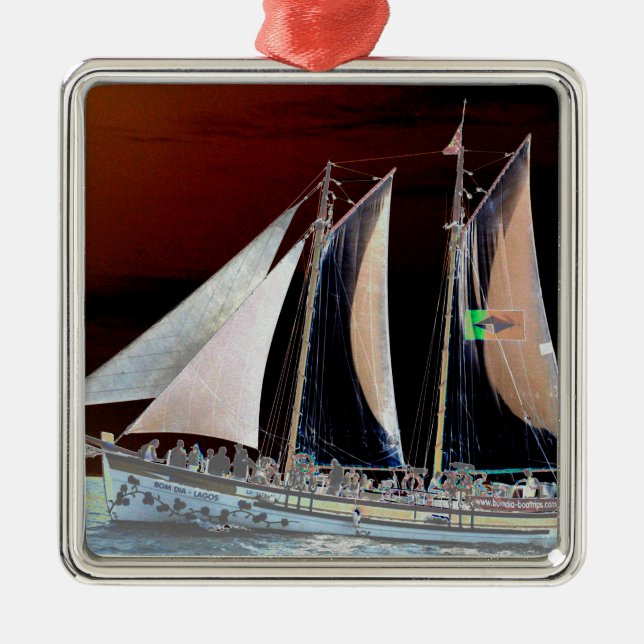Ornamento De Metal Barcos à Vela (Frente)