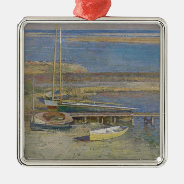 Ornamento De Metal Barcos com aterrissagem (Paisagem de Nova Inglater (Frente)