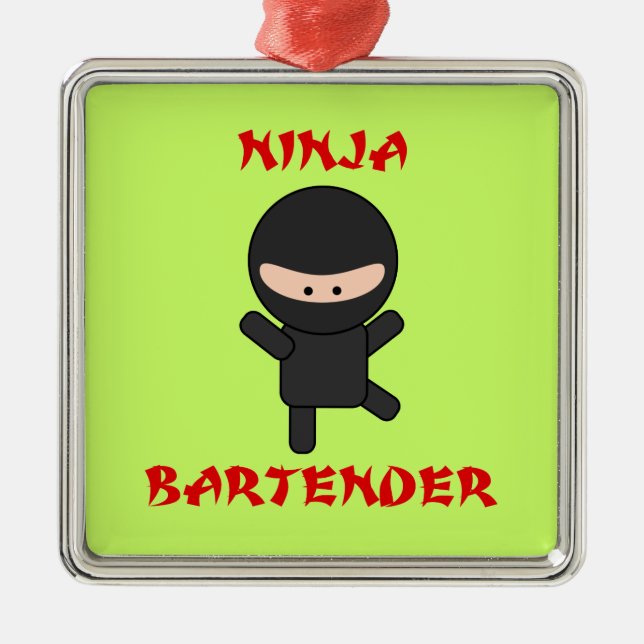 Ornamento De Metal Barman de Ninja (Frente)