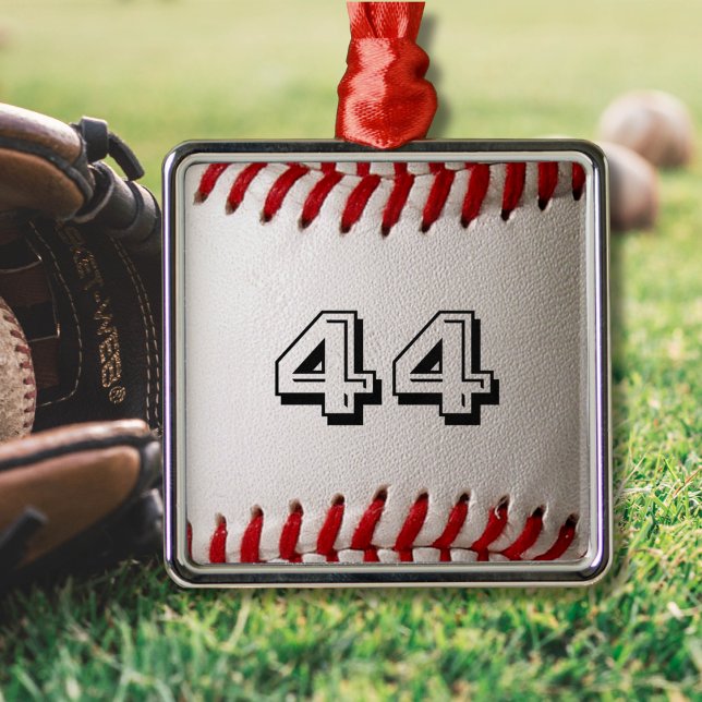 Ornamento De Metal Baseball com número personalizável (Criador carregado)