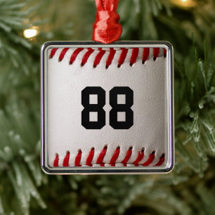 Ornamento De Metal Baseball com número personalizável