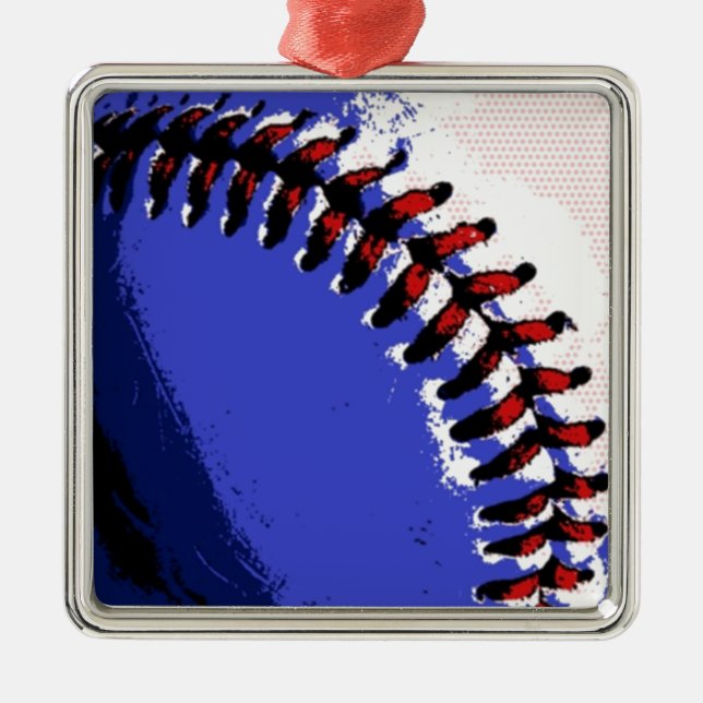 Ornamento De Metal Baseball de pop Art (Frente)