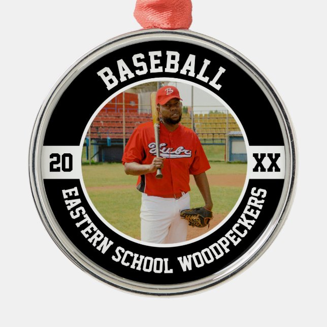 Ornamento De Metal Baseball Player Team High School Senior Night Team (Frente)