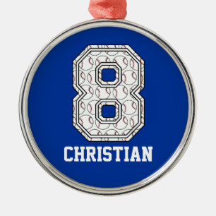 Ornamento De Metal Basebol personalizado número 8