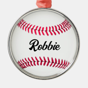 Ornamento De Metal Basebol personalizado vermelho branco