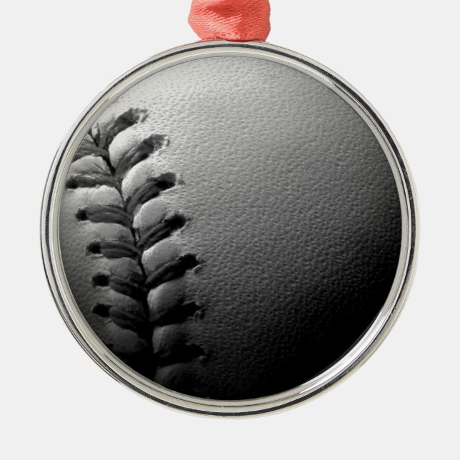 Ornamento De Metal Basebol Preto e Branco Fechado (Frente)