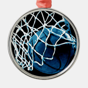 Ornamento De Metal Basquete Azul