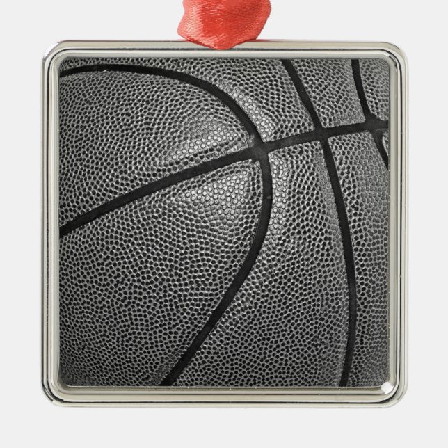 Ornamento De Metal Basquete em Escala de Cinza (Frente)