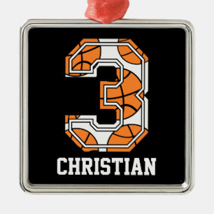Ornamento De Metal Basquetebol personalizado número 3