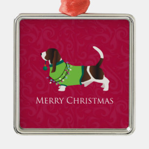 Ornamento De Metal Basset Hound Felry Design de Natal